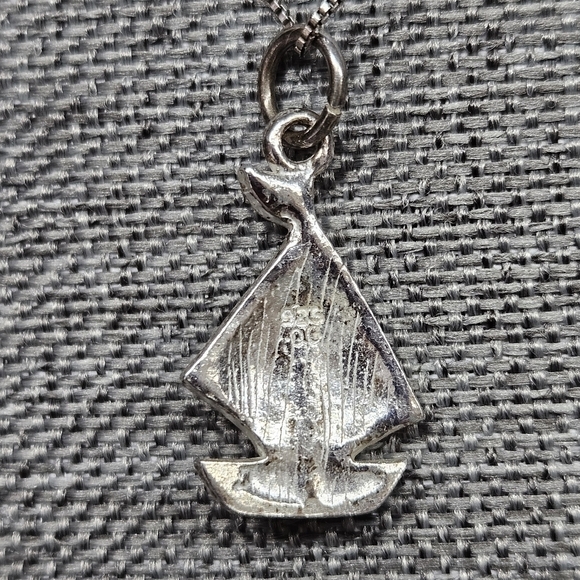 Sterling Silver Colorful Enamel & Rhinestone Sailboat Necklace Charm SS - Picture 4 of 6